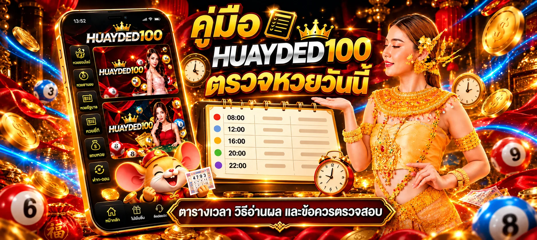 HUAYDED100 ตรวจหวยวันนี้ | ตารางเวลาและวิธีดูผล